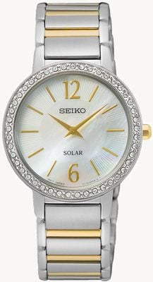 Seiko Damen | Perlmuttzifferblatt | zweifarbiges Edelstahlarmband SUP469P1