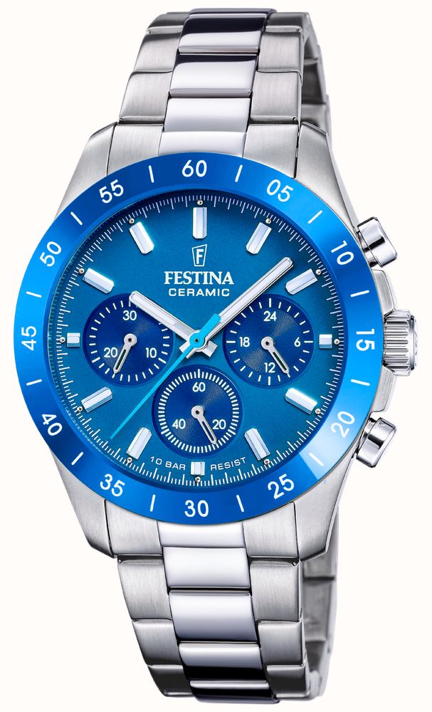 Festina Ceramic Chronograph (39mm) Blue Dial Stainless Steel