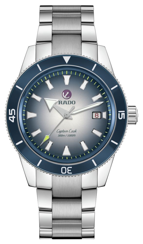 RADO Captain Cook Automatic 42mm Blue to White Gradient Dial Three Strap Set R32154208 James Moore Co. Jewellers of Distinction Since 1997