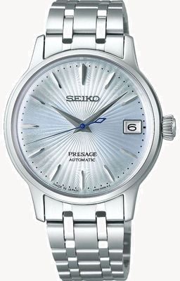 Seiko Czas na koktajl „Skydiving” Presage (33,8 mm) z niebieską tarczą / bransoletą ze stali nierdzewnej SRP841J1