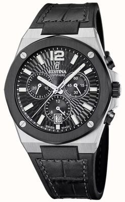 Festina Swiss Made Vallée Quartz Chronograph (42mm) Black Dial / Black Hybrid Leather Strap F22003/4