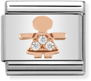 Nomination Classic Symbols In Stainless Steel With 9k Rose Gold And CZ Little Girl Charm 430305/07