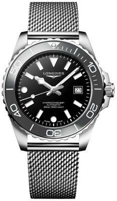 LONGINES HydroConquest Automatic (42mm) Black Lacquered Dial / Stainless Steel Mesh Bracelet L37884706