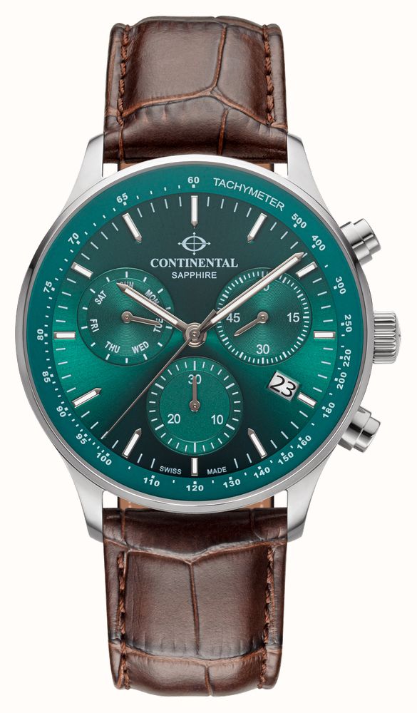 Continental Aviation Chronograph (43mm) Green Dial Brown Leather