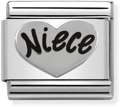 Nomination Classic Niece Heart Oxidised Sterling Silver & Steel Charm 330101/16
