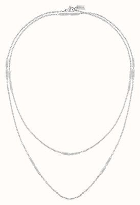 BOSS Jewellery Women's Laria Necklace | Stainless Steel | Double Chain | Crystal Set 1580447