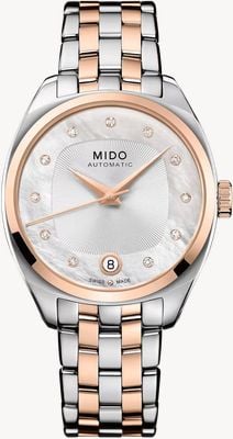 MIDO Belluna royal lady automatic (33,4 mm) Perlmutterzifferblatt / zweifarbiges Edelstahlarmband-Uhr M0243072211600