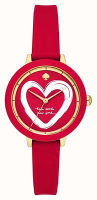 Kate Spade Park Row (34mm) Red Heart Dial / Red Silicone Strap KSW1819