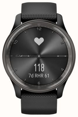 Garmin Vivomove Trend Slate Stainless Steel Bezel With Black Case And Silicone Band 010-02665-00