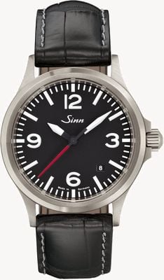 Sinn 556 a rs | pulseira de crocodilo preta em relevo 556.0141-BL44201851001225403A