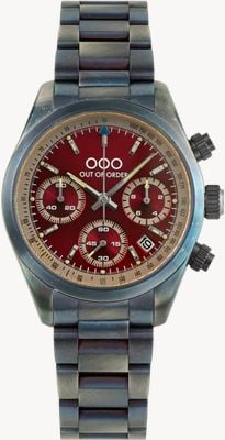 Out Of Order スポーティククォーツクロノグラフ時計（40mm）レッドサンレイダイアル／エイジングステンレススティールブレスレット OOO.001-30.RG