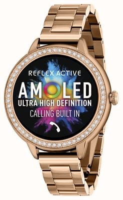 Reflex Active Zegarek smart call z serii 41 AMOLED (38 mm) ze stalową bransoletą w kolorze różowego złota RA41-4096
