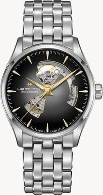 Hamilton Automatyczny zegarek Jazzmaster z otwartym sercem (42 mm) z szarą, gradientową tarczą / bransoletą ze stali nierdzewnej H32705180