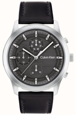 Calvin Klein мужские | черный циферблат хронографа | черный кожаный ремешок 25200211