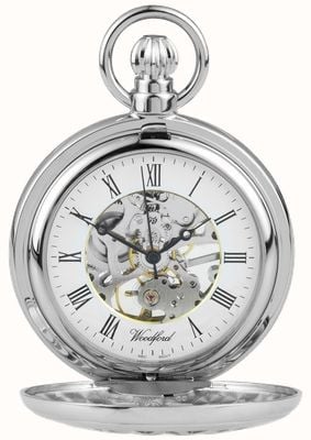 Woodford Reloj de bolsillo de acero inoxidable con diseño de flores y medio cazador 1052