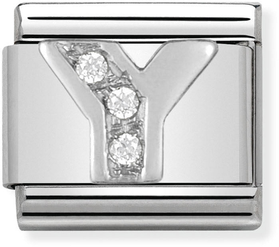Nomination Classic Letter Y Sterling Silver & Steel Cubic Zirconia Charm 330301/25