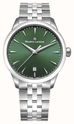 Maurice Lacroix Relógio de quartzo de 1975 (39 mm) com mostrador verde escovado e pulseira de aço inoxidável. 751007-SS002-630-1