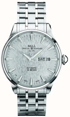 Ball Watch Company Exibição automática da data do dia do Trainmaster eternity com mostrador prateado NM2080D-S1J-SL