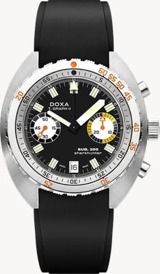DOXA Sub 200 t.graph ii sharkhunter (42mm) schwarzes ikonisches Zifferblatt / schwarzes FKM-Gummiband Uhr 806.10.101.20
