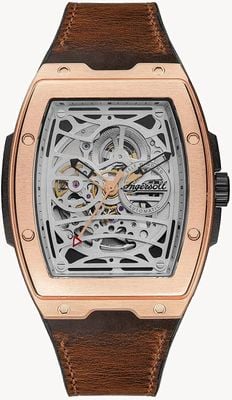 Ingersoll THE CHALLENGER Automatic (44.5mm) White Skeleton Dial / Brown Leather Strap I12303