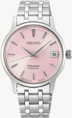 Seiko Wstępne automatyczne | damskie | bransoletka ze stali nierdzewnej | różowa tarcza SRP839J1