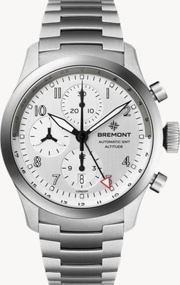 Bremont Altitude Chronograph GMT Automatic (42mm) Brushed Silver Galvanic Metal Dial / Stainless Steel Strap ALT42-CHR-G-SS-SI-B
