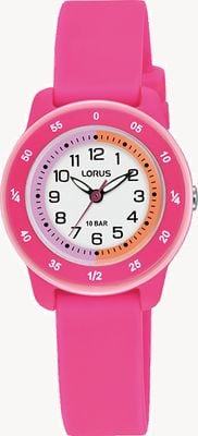 Lorus Jugend „Time Teacher“ (27 mm) weißes Zifferblatt / rosa Silikonarmband RRX57JX9