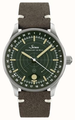 Sinn Reloj de caza 308 (40 mm) con esfera verde oscuro y correa de piel de jabalí nobuk gris. 308.010 GREY LEATHER