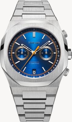 D1 Milano Cronografo blu royal (41,5 mm) quadrante blu sunray / bracciale in acciaio inossidabile CHBJ09