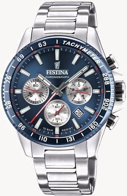 Festina Chronograaf blauwe wijzerplaat roestvrij stalen horloge F20560/2
