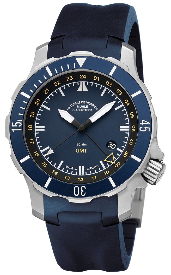 MÃ¼hle GlashÃ¼tte Seebataillon gmt (45 mm) cadran bleu / montre