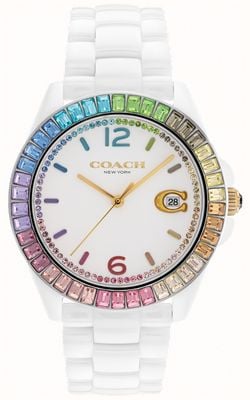 Coach Reloj Greyson de cerámica con bisel de arcoíris 14504019