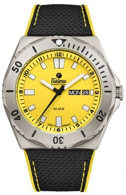 Tutima Glashütte M2 Seven Seas Automatik (44 mm) gelbes Zifferblatt / schwarzes Kevlar-Kautschukarmband 6151-09