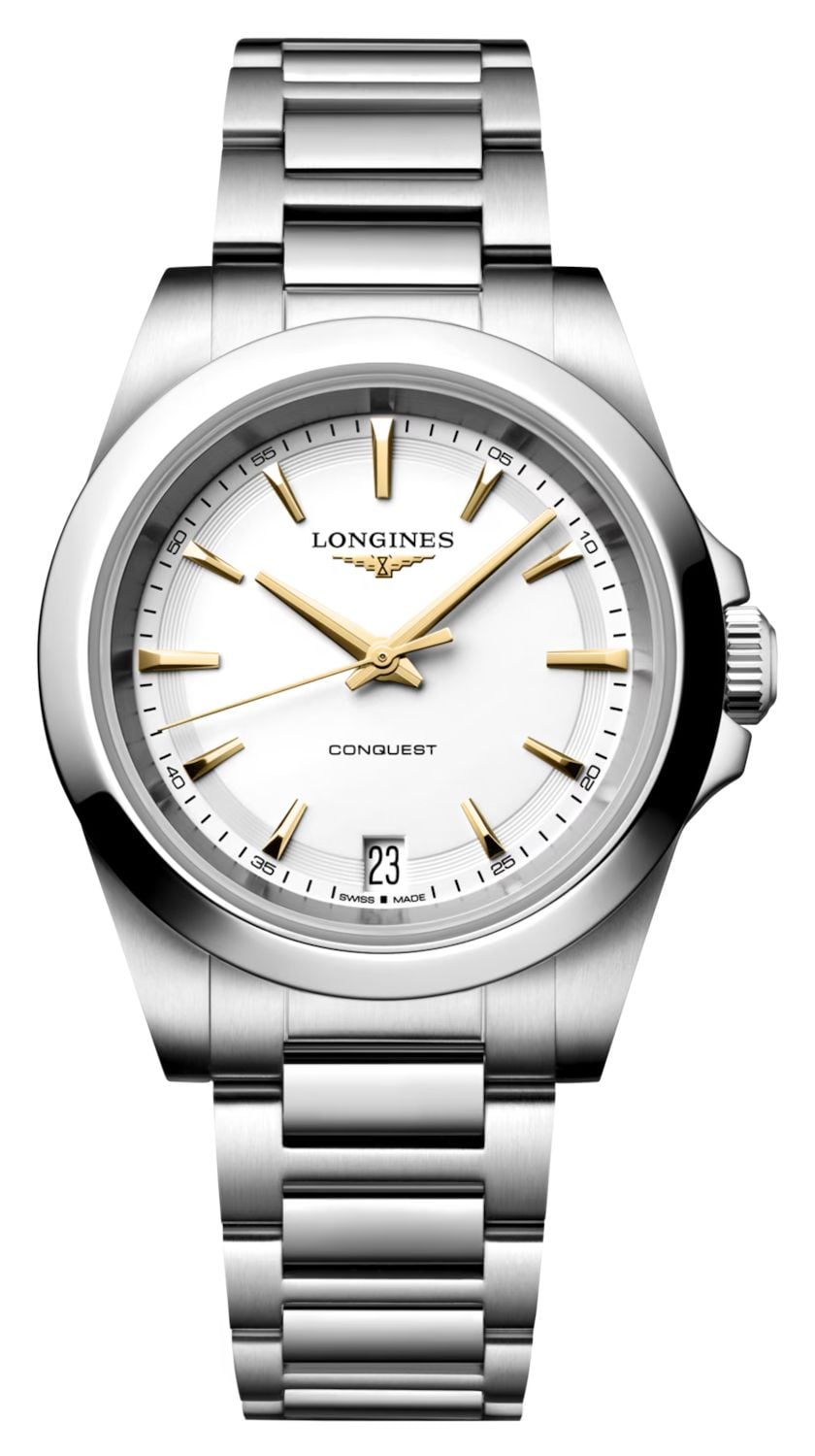 LONGINES Conquest Ã  quartz (34 mm), cadran blanc montre