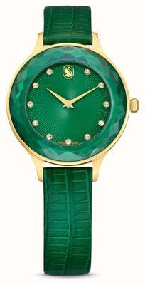 Swarovski Octée nova | bracelet en cuir | vert | ton d'or 5650005