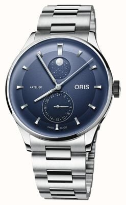 ORIS Artelier 复杂功能自动腕表（39.50毫米）午夜蓝表盘/不锈钢表带 01 782 7811 4055-07 8 20 20