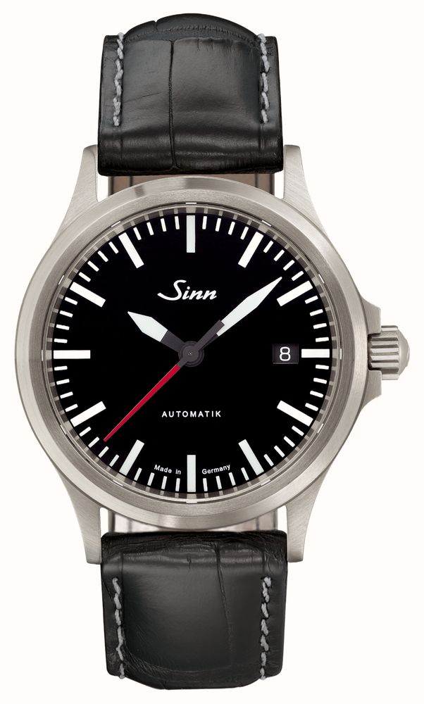 Sinn 556.0106 BLACK ALLIGATOR EMBOSSED WHITE STITCH
