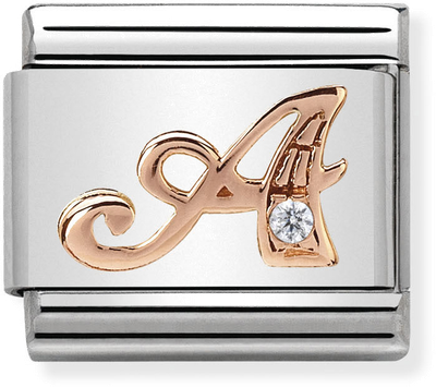 Nomination Classic Letter A 9ct Rose Gold & Steel Charm 430310/01