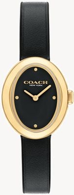 Coach Sammy feminino (22 mm) mostrador preto / pulseira de couro preta 14504421