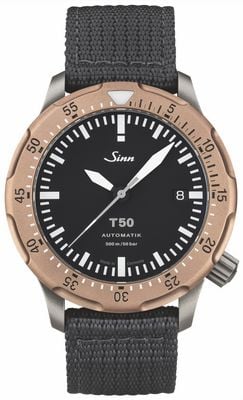 Sinn T50 GBDR Titan (Goldbronze 125 Lünette), schwarzes Textilarmband 1052.020