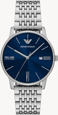 Emporio Armani Mostrador azul de quartzo masculino (39 mm) / pulseira de aço inoxidável AR11674