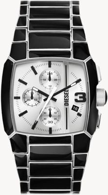 Diesel Herren-Cliffhanger (40 mm) mit silbernem Zifferblatt / schwarzem und silbernem Edelstahlarmband DZ4646