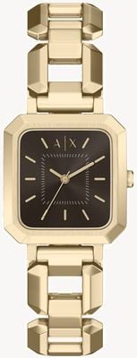 Armani Exchange Three-Hand Quartz (27mm) Brown Dial / Gold PVD Stainless Steel Bracelet AX5738