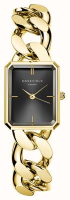 Rosefield Studio Edition – Octagon XS (19,5 mm) schwarzes Zifferblatt / vergoldetes Edelstahlarmband SBGSG-O57