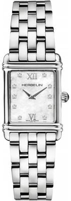 Herbelin Montre femme art déco (20 mm) cadran nacre blanche / bracelet acier inoxydable 17478B59