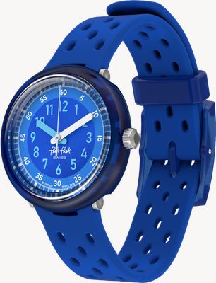 Flik Flak Fizz in Blau (31,85 mm) blaues Zifferblatt / blaues Silikonarmband FCNP002