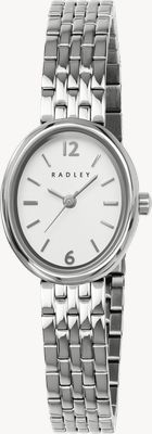 Radley Mouvement à quartz ovale à trois aiguilles (21,5 mm), cadran blanc / bracelet en acier inoxydable RY4691