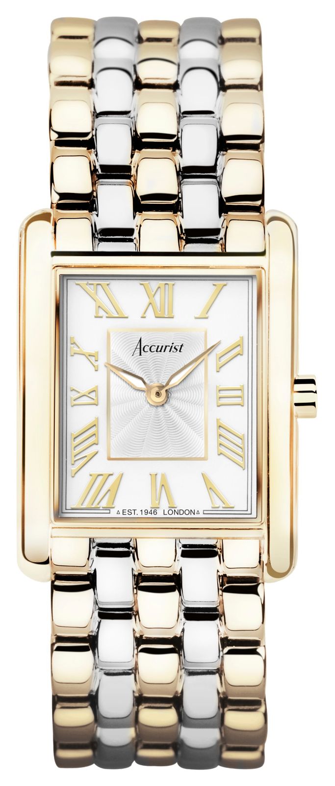 Accurist Rectangle femmes | cadran blanc | bracelet en acier montre