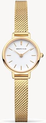 Bering Women's Gold Mesh Bracelet | White Dial 11022-334