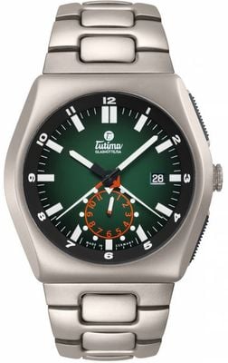 Tutima Glashütte M2 Automatik-Chronograph (46mm) grünes Dégradé-Zifferblatt / Titan-Armband Uhr 6450-05